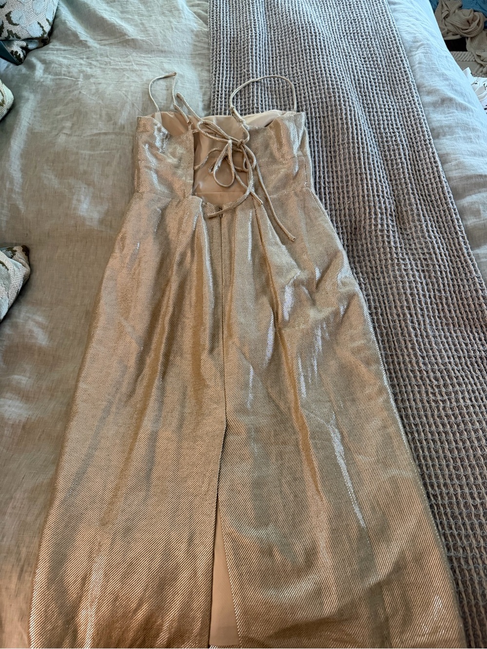 J. Crew Metallic Gold Strapless Sheath Dress - Picture 3 of 6